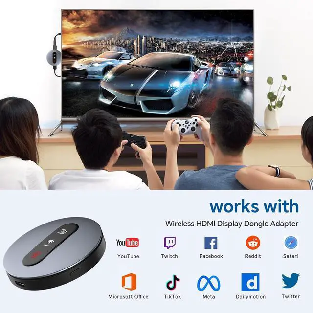 Alt view image 3 of 7 - Wireless HDMI Display Dongle Adapter - Miracast Dongle with AirPlay DLNA, for Video/Audio Streaming from Phone, Laptop to HDTV, Monitor, Projector