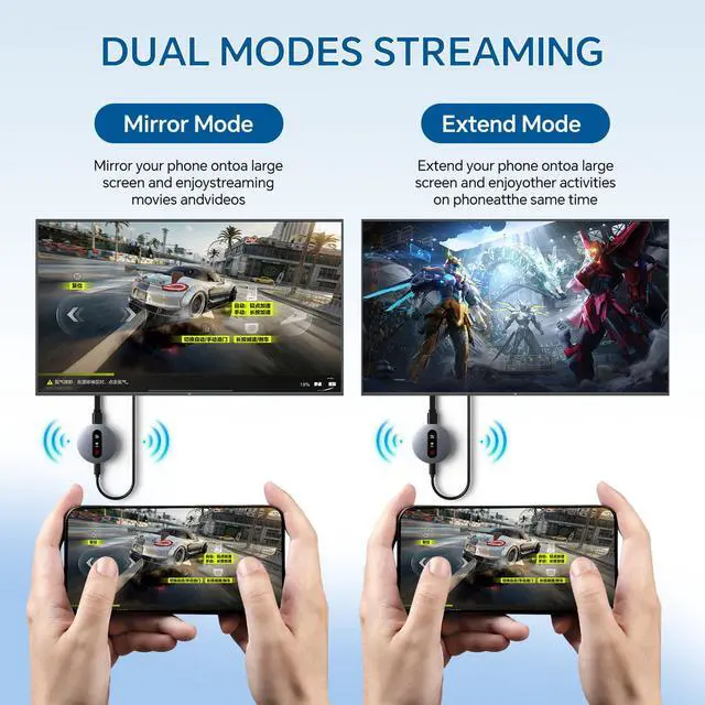 Alt view image 5 of 7 - Wireless HDMI Display Dongle Adapter - Miracast Dongle with AirPlay DLNA, for Video/Audio Streaming from Phone, Laptop to HDTV, Monitor, Projector