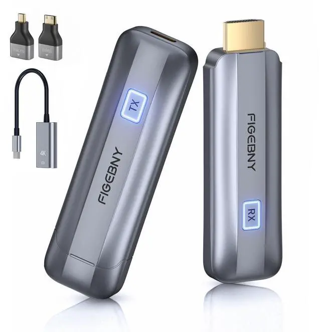 Main image of Wireless HDMI Transmitter and Receiver 4K, Wireless HDMI Extender Sender Kit 2.4G/5G for Streaming Video Audio to Monitor for TV Box/PC/Laptop/HDTV/Projector Camera Portable Gray