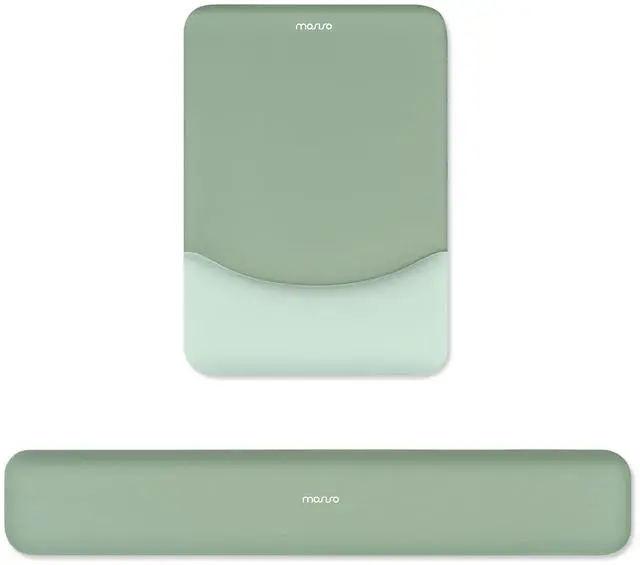 Main image of Wrist Rest Support for Mouse Pad&Keyboard Set, Rectangular Ergonomic Mousepad Non-Slip Base Home/Office Pain Relief&Easy Typing Pad with Neoprene Cloth&Raised Silicone Lining, Green