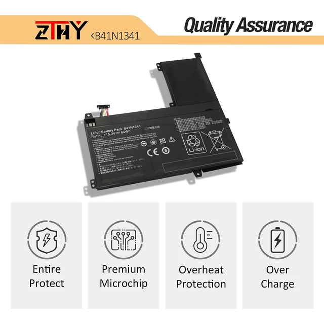 Alt view image 5 of 7 - 64Wh B41N1341 Laptop Battery Replacement for ASUS Q502 Q502L Q502LA Series Q502LA-BBI5T12 Q502LA-BBI5T14 Q502LA-BBI5T15 Q502LA-BSI5T14 Series Notebook 0B200-00960000 15.2V