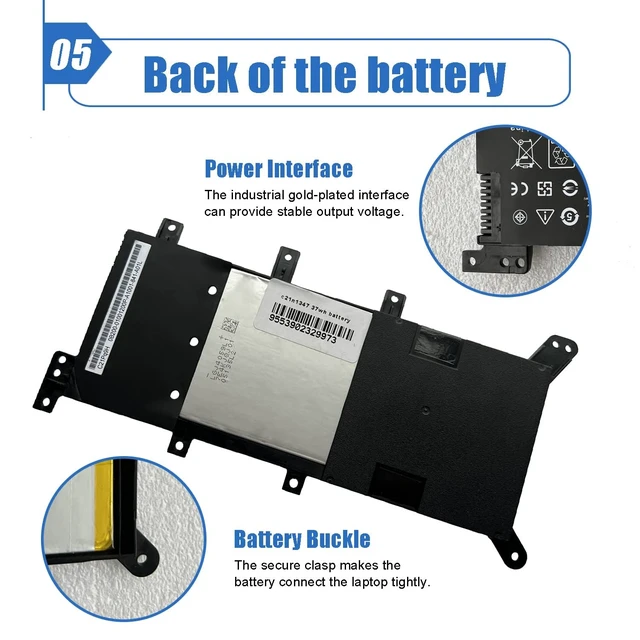 Alt view image 6 of 6 - C21N1347 Battery Replace for ASUS X555 X555LA X555LD X555LN X555L X555LB X555LF X555LI X555LJ X555LP X555U X555SJ X555YI A555 A555L F555 X555LD4030 A555LD4210 Series 2ICP4/63/134 7.6V 38Wh