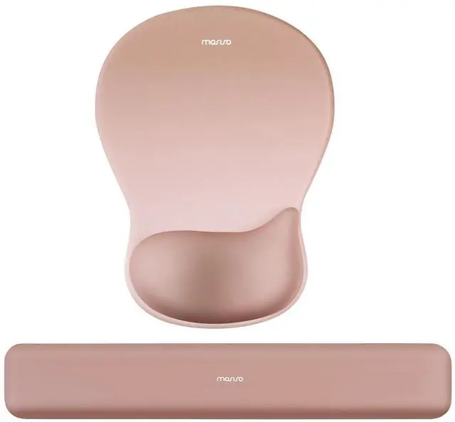 Main image of Wrist Rest Support for Mouse Pad&Keyboard Set, Ergonomic Mousepad with Concave Curved Memory Foam, Non-Slip Base Pain Relief Comfortable Rectangular Easy Typing Pad for Home/Office, Brown