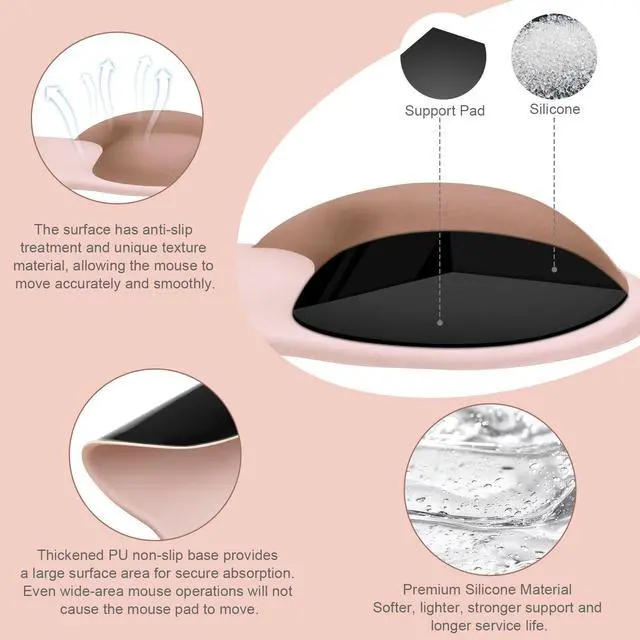 Alt view image 2 of 7 - Wrist Rest Support for Mouse Pad&Keyboard Set, Ergonomic Mousepad with Concave Curved Memory Foam, Non-Slip Base Pain Relief Comfortable Rectangular Easy Typing Pad for Home/Office, Brown