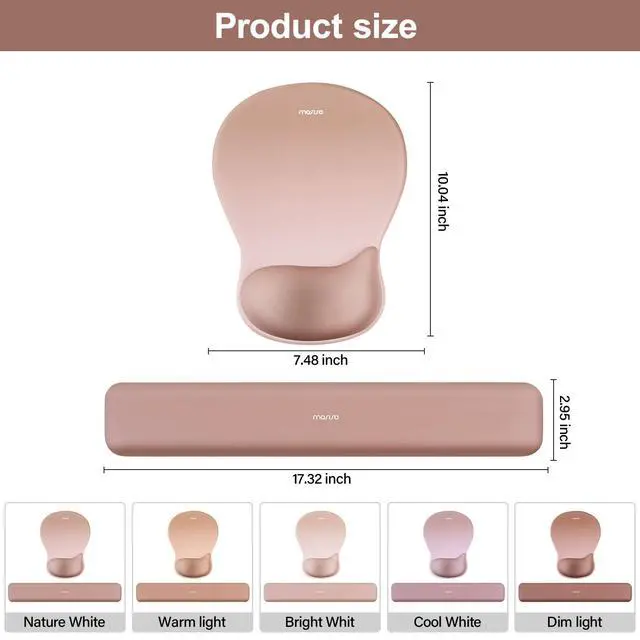 Alt view image 7 of 7 - Wrist Rest Support for Mouse Pad&Keyboard Set, Ergonomic Mousepad with Concave Curved Memory Foam, Non-Slip Base Pain Relief Comfortable Rectangular Easy Typing Pad for Home/Office, Brown