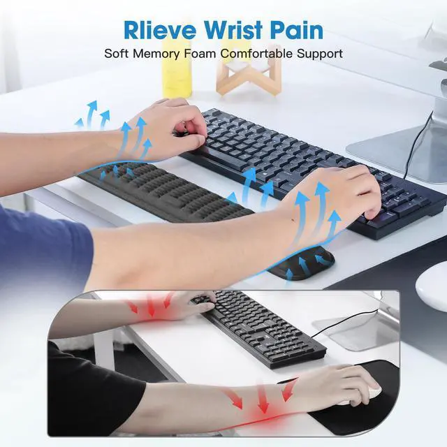 Alt view image 2 of 7 - Keyboard Wrist Rest, Soft Memory Foam Wrist Support for Keyboard, Keyboard Hand Rest Pad for Wrist Pain Relief, Keyboard Wrist Guard for Long Hours of Work, Gaming, StudyingClassic Black