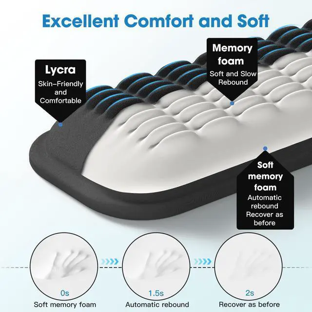 Alt view image 3 of 7 - Keyboard Wrist Rest, Soft Memory Foam Wrist Support for Keyboard, Keyboard Hand Rest Pad for Wrist Pain Relief, Keyboard Wrist Guard for Long Hours of Work, Gaming, StudyingClassic Black