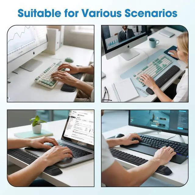 Alt view image 7 of 7 - Keyboard Wrist Rest, Soft Memory Foam Wrist Support for Keyboard, Keyboard Hand Rest Pad for Wrist Pain Relief, Keyboard Wrist Guard for Long Hours of Work, Gaming, StudyingClassic Black