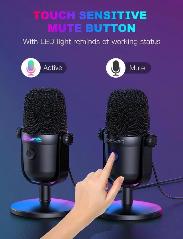 Alt view image 4 of 7 - with Noise Cancellation & Mute Button, USB Condenser Mic for Streaming/Recording, Ultra-Compact Design, Compatible with PC/Mac/PS4/PS5, Podcast/YouTube/Twitch/Discord (Black)
