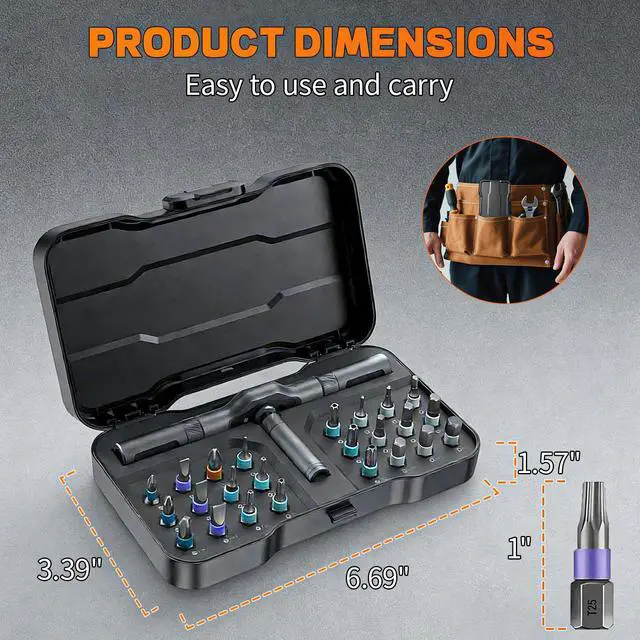 Alt view image 5 of 7 - 24 in 1 Magnetic Screwdriver Set, DIY Ratchet Screwdriver Set with Detachable Handle, Portable Compact Repair Tool Kit for Furniture Laptop Electronicsv Bicycle