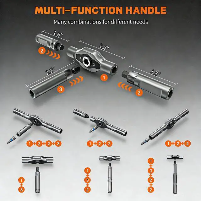 Alt view image 4 of 7 - 24 in 1 Magnetic Screwdriver Set, DIY Ratchet Screwdriver Set with Detachable Handle, Portable Compact Repair Tool Kit for Furniture Laptop Electronicsv Bicycle