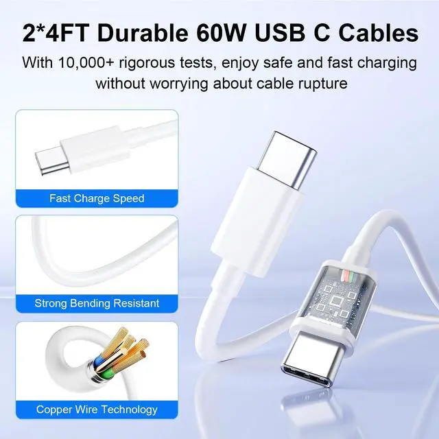 Alt view image 7 of 7 - 120W USB C Charger Block, 6 Port USB Charging Station for Multiple Devices, PD 30W Type C Multi Port Fast Charging Hub for iPhone 17 16 15 14 Pro Max ipad Samsung Galaxy, for Travel Home Office, White