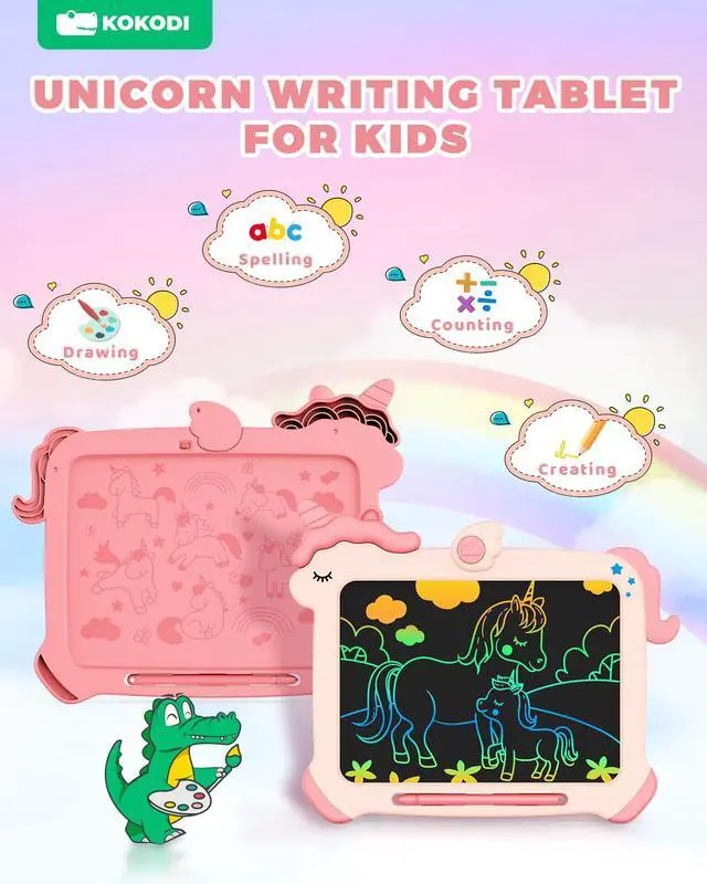 Alt view image 2 of 7 - LCD Writing Tablet, Unicorn Toys for Girls 3 4 5 6 7 8 Years Old, Colorful Toddler Doodle Board Drawing Tablet, Educational and Learning Toys, Christmas Birthday Gift for Girls Boys, Pink