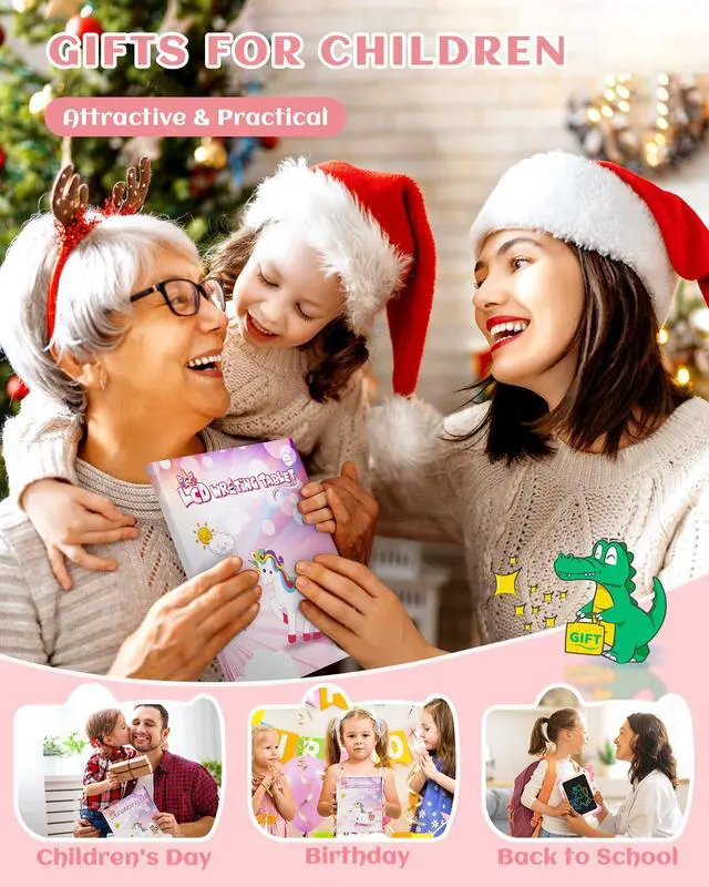 Alt view image 6 of 7 - LCD Writing Tablet, Unicorn Toys for Girls 3 4 5 6 7 8 Years Old, Colorful Toddler Doodle Board Drawing Tablet, Educational and Learning Toys, Christmas Birthday Gift for Girls Boys, Pink