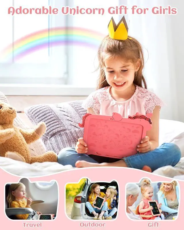 Alt view image 7 of 7 - LCD Writing Tablet, Unicorn Toys for Girls 3 4 5 6 7 8 Years Old, Colorful Toddler Doodle Board Drawing Tablet, Educational and Learning Toys, Christmas Birthday Gift for Girls Boys, Pink