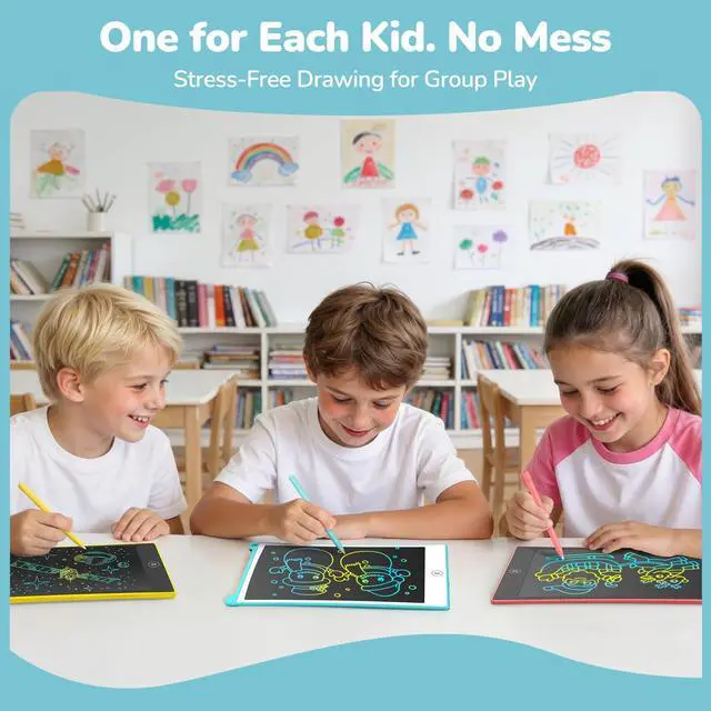 Alt view image 3 of 7 - 4 Pack LCD Writing Tablet, 8.5 Inch Colorful Drawing Board, Kids Travel Games Activity Learning Toys, Birthday Gifts for 3-8 Year Old Boys Girls Toddlers Preschooler