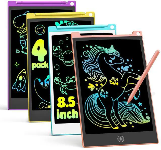 Main image of 4 Pack LCD Writing Tablet, 8.5 Inch Colorful Drawing Board, Kids Travel Games Activity Learning Toys, Birthday Gifts for 3-8 Year Old Boys Girls Toddlers Preschooler