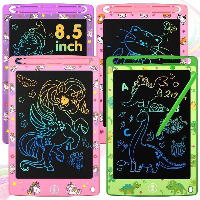 Main image of 4 Pack LCD Writing Tablet for Kids, 8.5 Inch Colorful Doodle Board Drawing Pad, Party Favor Educational Learning School Prize Birthday Gifts for Boys Girls Age 3 4 5 6 7 8