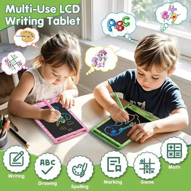 Alt view image 2 of 7 - 4 Pack LCD Writing Tablet for Kids, 8.5 Inch Colorful Doodle Board Drawing Pad, Party Favor Educational Learning School Prize Birthday Gifts for Boys Girls Age 3 4 5 6 7 8