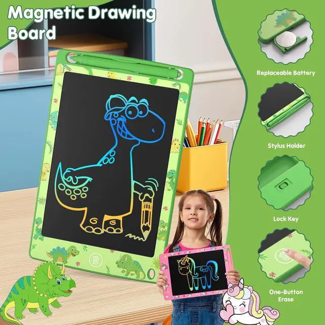 Alt view image 4 of 7 - 4 Pack LCD Writing Tablet for Kids, 8.5 Inch Colorful Doodle Board Drawing Pad, Party Favor Educational Learning School Prize Birthday Gifts for Boys Girls Age 3 4 5 6 7 8
