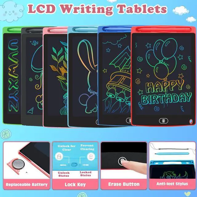 Alt view image 6 of 7 - 6 Pack LCD Writing Tablet for Kids Bulk, 8.5 Inch Colorful Drawing Tablet, Toddler Drawing Pads, Doodle Board for Age 3 4 5 6 7 8 Years Old, Best Christmas Birthday Gifts for Boys Girls