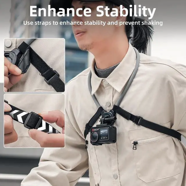 Alt view image 4 of 7 - Magnetic Quick Release Extended Neck Mount for Hands-Free POV Vlogging,Adjustable Chest Strap and Neck Mount for DJI OSMO 360 Nano Action 6/5 Pro/4/3,GoPro Hero 13/12/11,Insta360 X5/X4 and More