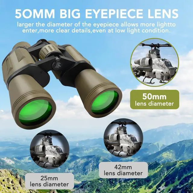 Alt view image 3 of 7 - 20x50 Binoculars for Adults, HD High Powered Professional Binoculars for Bird Watching Travel Stargazing Concerts Outdoor Sports-BAK4 Prism FMC Lens,Waterproof