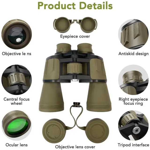 Alt view image 6 of 7 - 20x50 Binoculars for Adults, HD High Powered Professional Binoculars for Bird Watching Travel Stargazing Concerts Outdoor Sports-BAK4 Prism FMC Lens,Waterproof