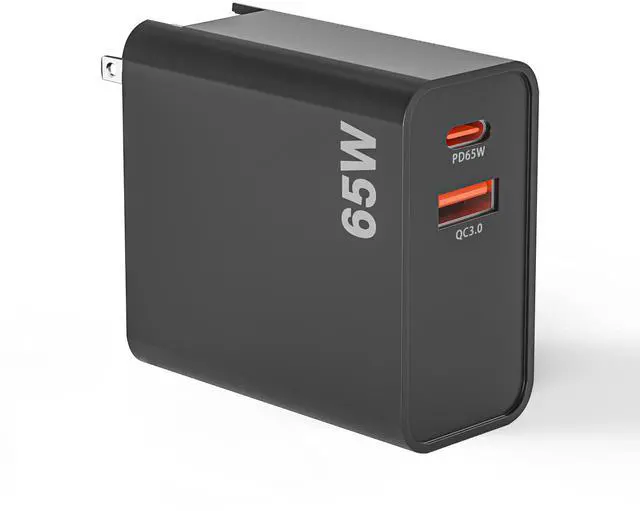Main image of 65W USB Type C Wall Charger, 2 Ports Compact Foldable Wall Charger for Switch, Steam Deck, Mac-Book Pro, Galaxy S24, Lenvo ThinkPad Yoga, DELL XPS Inspiron, HP Chromebook and More Series