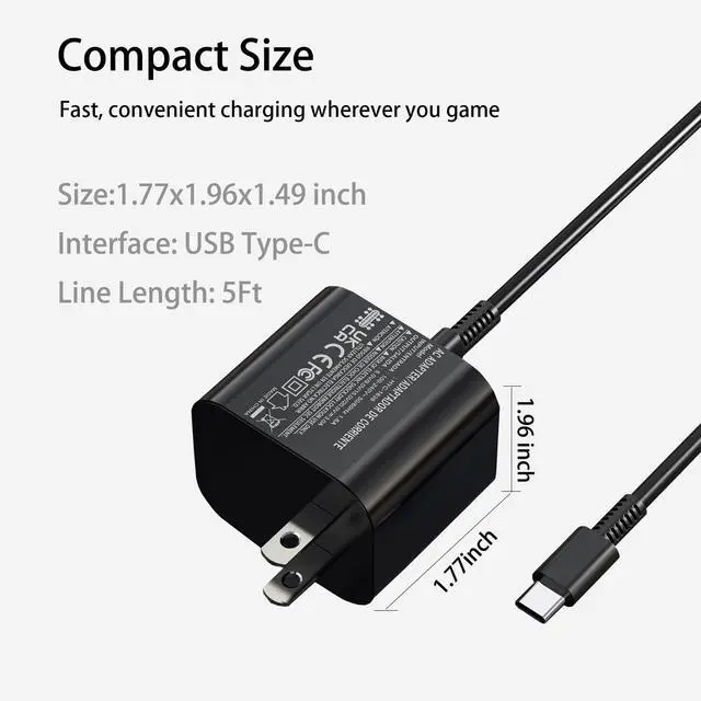 Alt view image 7 of 7 - 60w Charger for Nintendo Switch 2 Charger 20V 3A Power AC Adapter Fast Charging with 5FT USB C Cord Cable for Switch, Lite, OLED, Steam Deck - Support TV Mode