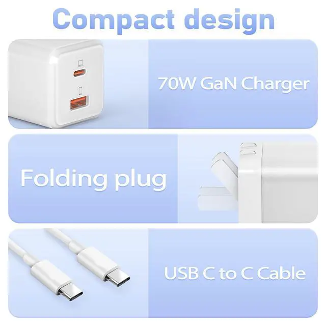 Alt view image 2 of 6 - 70W 65W USB C Fast Charger Compatible with Nintendo Switch 2 Charger/Nintendo Switch/Steam Deck/Deck OLED/ROG Ally/Lite/OLED Adapter