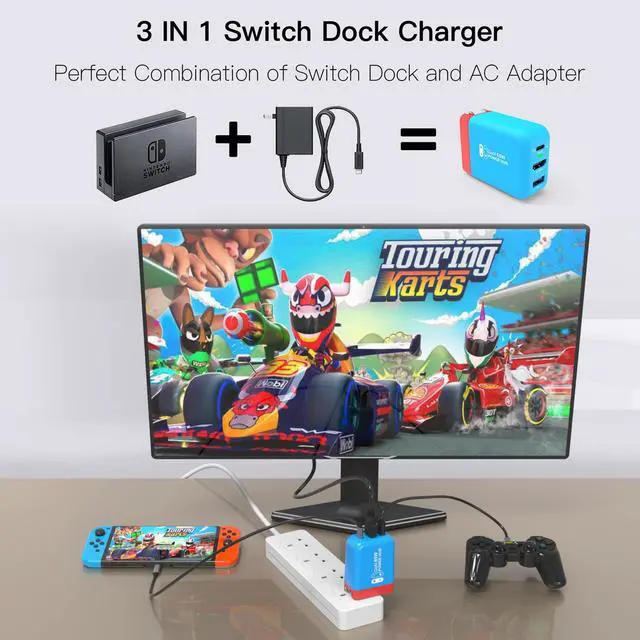 Alt view image 3 of 6 - 65W Portable Switch Dock Charger for Nintendo Switch, Compatible with OLED/Steam Deck/ROG Ally/Samsung Dex/iPad/MacBook, 4K 60Hz USB C TV Docking Station, with Charging and HDMI Output