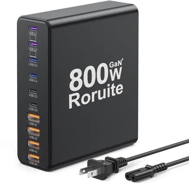 Main image of 800W USB C Charging Station, 120W PD GaN5 Super Fast USB C Charger Block-10 Port, Type C for PC Laptop MacBook Pro/Air Charger Compatible with iPhone 17 16 15 14 13 12 Pro Max, iPad, Galaxy (Black)
