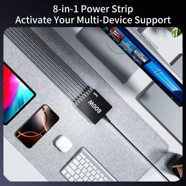 Alt view image 5 of 7 - 880W USB C Charger Block Charging Station 8 Port Fast Chager 140W PD PPS AVS HUB Laptop MacBook Charger Compatible with All iPhone 17 Pro Max/17 Air/16 SE/Samsung Galaxy 25/ MacBook Pro/Air/iPad Pro