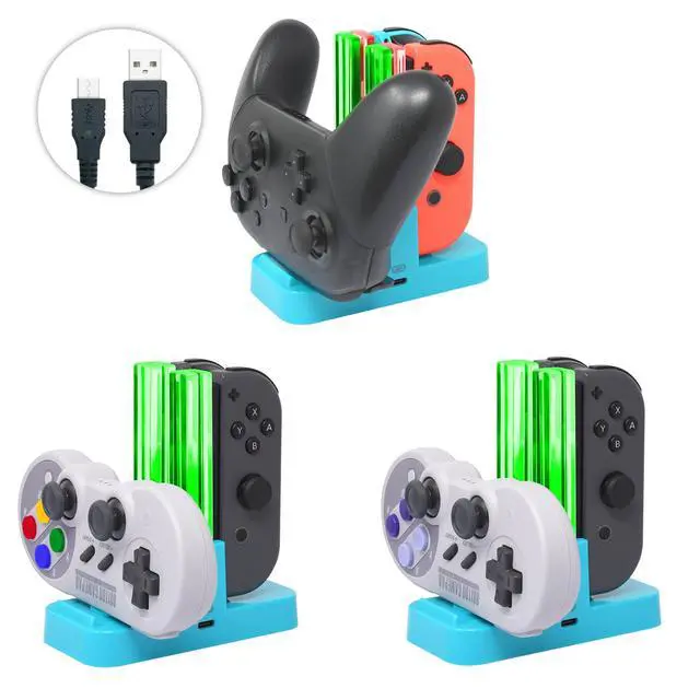 Alt view image 5 of 7 - Controller Charger Compatible with Nintendo Switch & OLED Model for Joycon, Charging Dock Station for Joy con and for Pro Controller with Charger Indicator and Type C Charging Cable