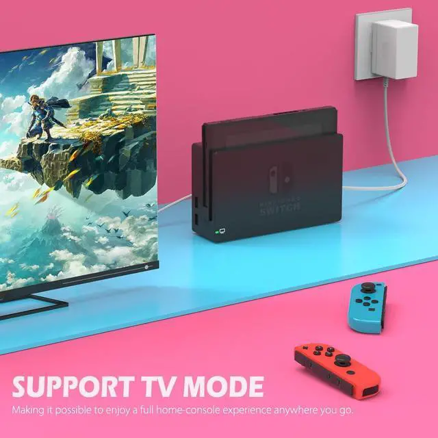 Alt view image 4 of 6 - 45W Charger for Game Console N-intendo S-Witch, AC Adapter for S-Witch - Fast Charger with 10FT USB C Cable 15V/3A Power Supply Supports TV Mode and Dock Station