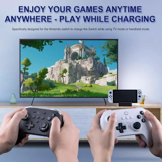 Alt view image 6 of 6 - TV Docking Station for Nintendo Switch/Nintendo Switch OLED Model, 6-in-1 Switch Dock with HDMI 2.0, 100Mbps Ethernet, 2 USB-A 2.0, 1 USB 3.0,100W USB-C Charging Port, Supports YouTube On TV