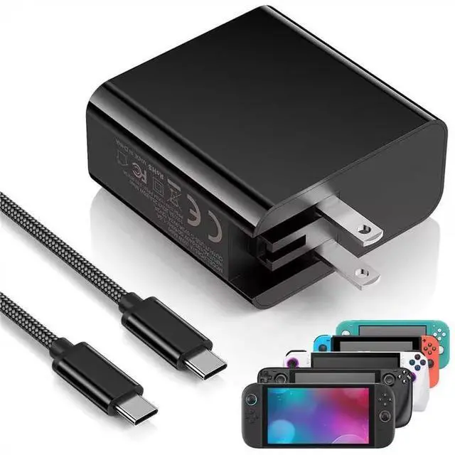 Main image of 2 Fast Charger 65W for Nintendo Switch2/Switch/OLED/Steam Deck AC Adapter with Foldable Plug & 6.6FT USB-C Cable Charger for Switch2/1/OLED/Lite Steam Deck, ROG Ally, (65, Watts) (65, Watts)