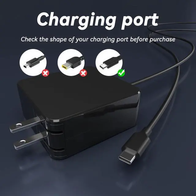 Alt view image 3 of 7 - 65W USB C Laptop Charger Compatible with Asus ROG Ally X Z1 Extreme Xbox Ally,Nintendo Switch 2,AYANEO Pocket S Mini Gaming Handheld,LG gram 17 16 15 14 Power AC Adapter