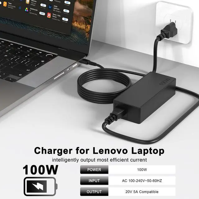 Alt view image 2 of 7 - 100W Universal USB C Laptop Charger Compatible with Mac Book Pro/Air 16, 15, 14, 13 Inch,iPad Pro,Lenovo Thinkpad/Chromebook/IdeaPad Yoga,HP,Dell,Acer,Asus, All USB-C Devices