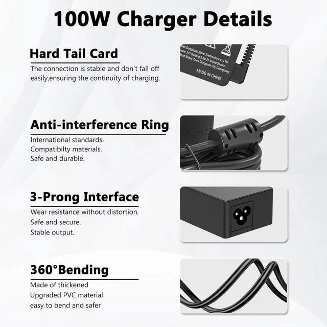Alt view image 3 of 7 - 100W Universal USB C Laptop Charger Compatible with Mac Book Pro/Air 16, 15, 14, 13 Inch,iPad Pro,Lenovo Thinkpad/Chromebook/IdeaPad Yoga,HP,Dell,Acer,Asus, All USB-C Devices