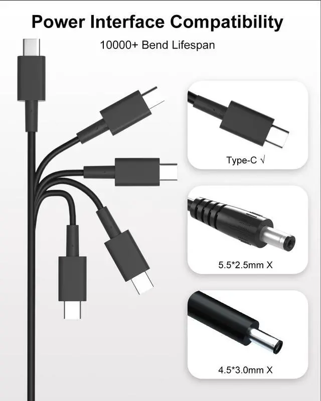 Alt view image 3 of 5 - 100W USB C AC Adapter Charger Compatible with Asus ROG Ally X Z1 Dock ROG Flow X13 Z13GV301 GV302 GZ301, Zenbook, Zephyrus, ROG Strix, Vivobook Charger Type C Power Cord
