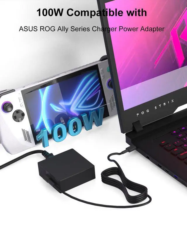Alt view image 5 of 5 - 100W USB C AC Adapter Charger Compatible with Asus ROG Ally X Z1 Dock ROG Flow X13 Z13GV301 GV302 GZ301, Zenbook, Zephyrus, ROG Strix, Vivobook Charger Type C Power Cord
