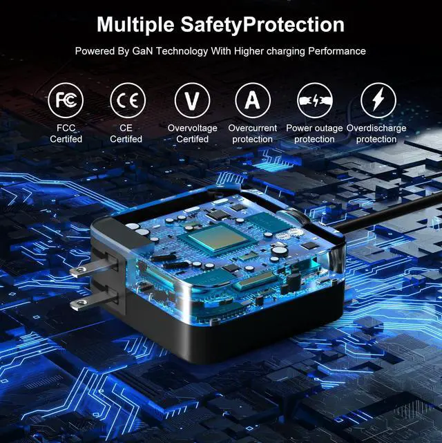 Alt view image 5 of 7 - 100W GaN USB C Laptop Chargers PD 3.0 Universal Laptop Compatible with HP/Dell/MacBook/Lenovo/Asus/Acer/Samsung Laptop Charger Type C, Compact & Portable with 13 Adapter Tips & Power Cord