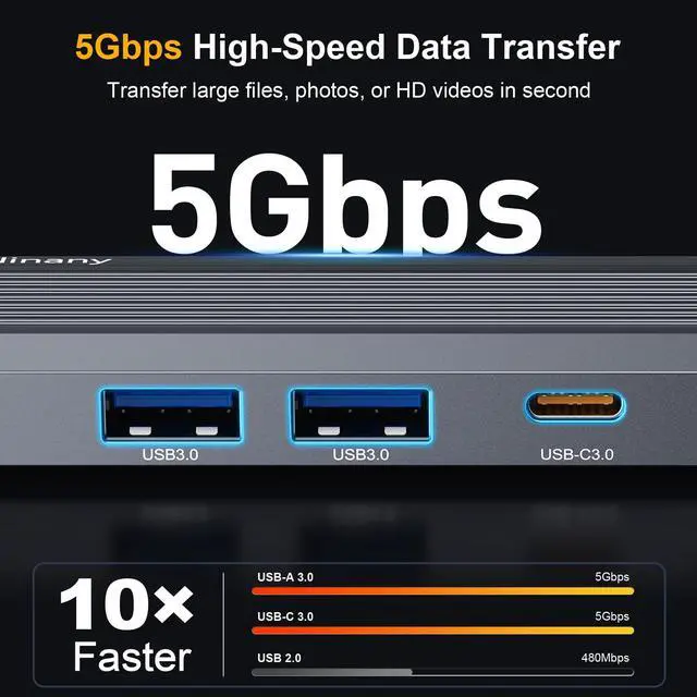 Alt view image 4 of 7 - USB Hub with Ethernet, USB C to Ethernet Adapter with 2X USB 3.0, USB C 3.0, Gigabit Rj45 Port, Plug and Play, Multiport Network Adapter for Laptop MacBook iPad XPS Windows