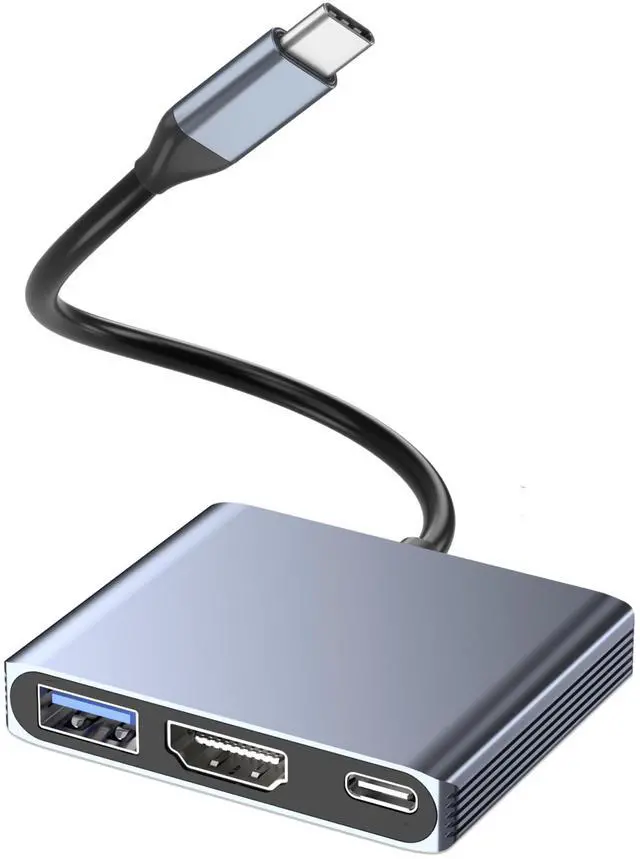 Main image of USB C to HDMI Adapter, 3-in-1 Digital AV Multiport Adapter with 4K HDMI Output, 100W PD & USB 3.0 Port, USB C Dongle Compatible for MacBook Pro, MacBook Air, iPad Pro, iPhone 15Pro/16, Dell, HP