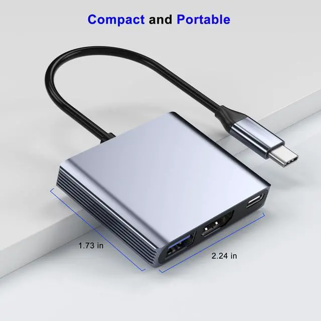 Alt view image 6 of 7 - USB C to HDMI Adapter, 3-in-1 Digital AV Multiport Adapter with 4K HDMI Output, 100W PD & USB 3.0 Port, USB C Dongle Compatible for MacBook Pro, MacBook Air, iPad Pro, iPhone 15Pro/16, Dell, HP