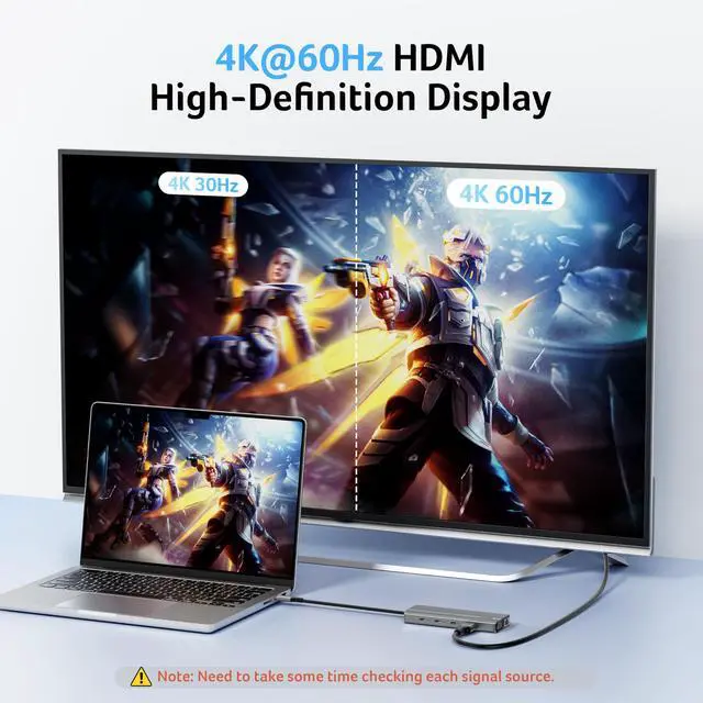 Alt view image 3 of 7 - 11 in 1 USB C HUB Multiport Adapter with 4K@60Hz HDMI, 2x10Gbps USB C, 2x5Gbps USB A, 100W PD Port, 1000Mbps Ethernet, 1080P VGA, SD/TF, Laptop Docking Station Dual Monitor for PC, Desktop