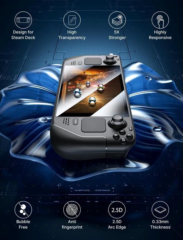 Alt view image 2 of 7 - 2-Pack Screen Protector for Steam Deck, Ultra HD Glass Protector 9H Hardness Easy to Install with Guiding Frame Scratch Resistant Tempered Glass for Steam Deck OLED, Come with Toolkits