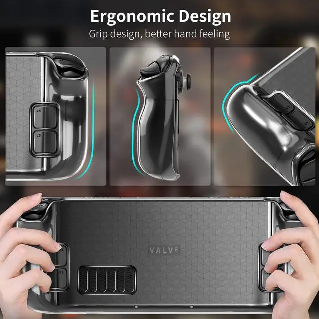 Alt view image 5 of 7 - Case for Steam Deck Accessories, Dockable Steam Deck TPU Protective Case for Steam Deck Console, Steam Deck Case Compatible with Valve Steam Deck, Shockproof and Scratch-Resistant